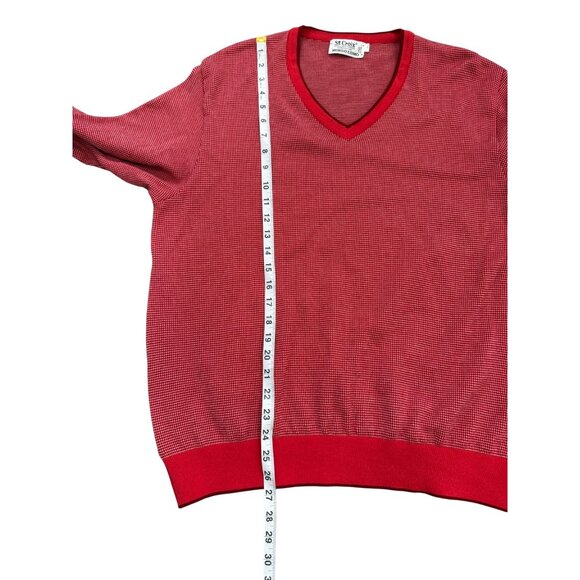 St. Croix Mondo Uomo Mens Sweater V-Neck Red Ribbed Hem Cuff USA Cotton Size L - Picture 6 of 8